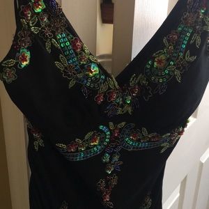 Sue Wong Nocturne Black silk dress with beading